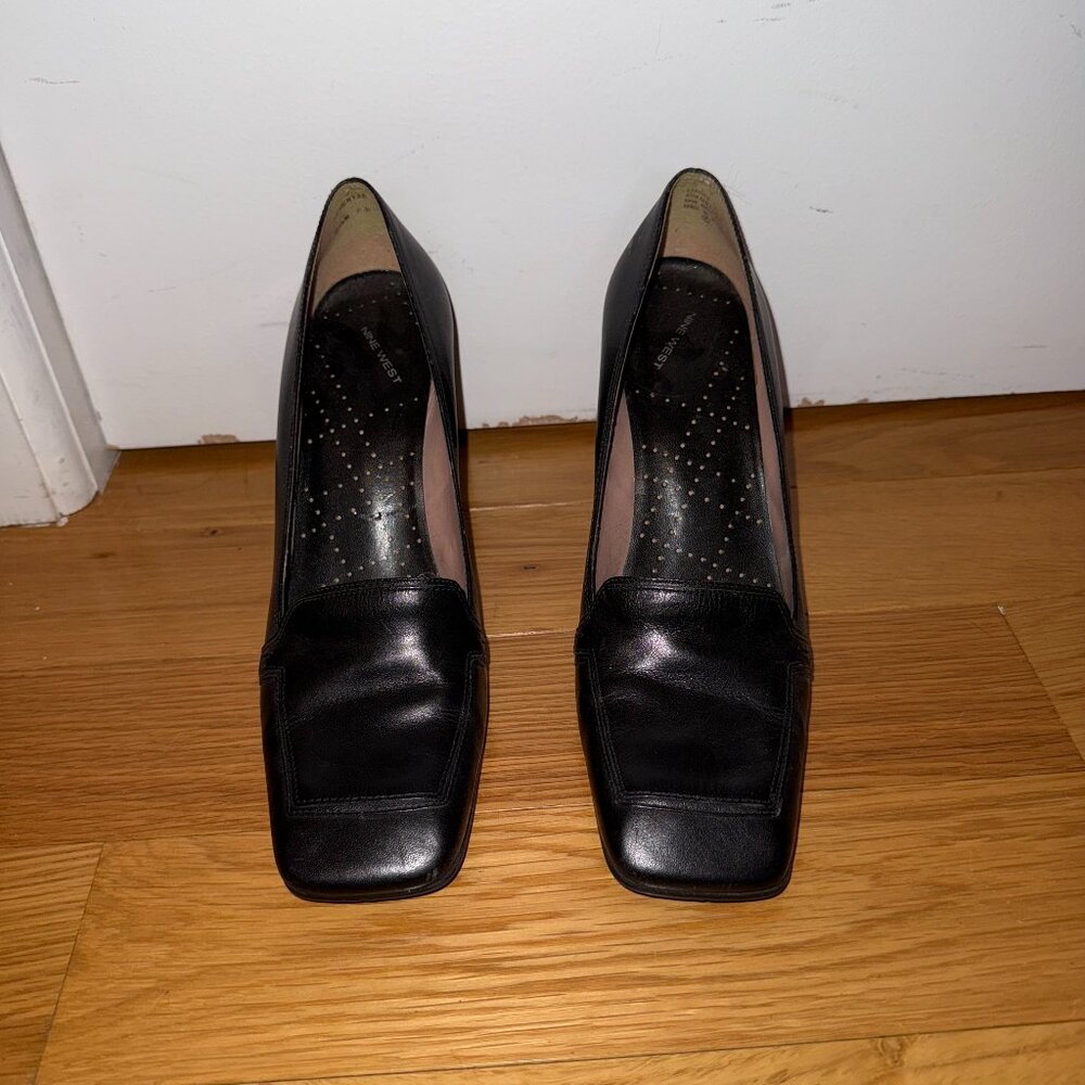 Nine West Black Square Toe Pumps